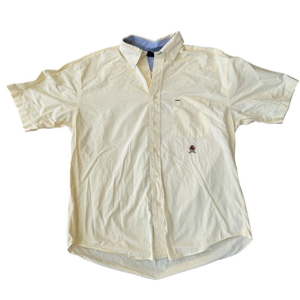 Tommy Hilfiger Button-Up Shirt yellow Short Sleeve 100% Cotton Light checker L
